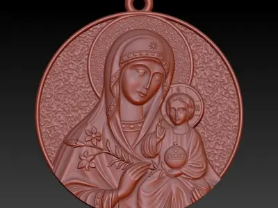 Mother Mary with Jesus Christ Saint pendant christian jewelry  3D print model