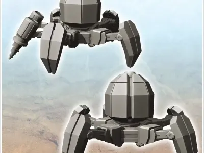 Mining spider robot with double drill and legs 3 - Future Sci-Fi 3D print model