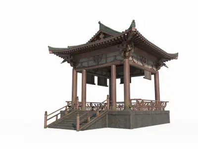 Asian ancient architectural landscape pavilion 3D model