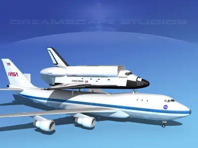 Space Shuttle Enterprise Transport  MP 2-2 747  3D model