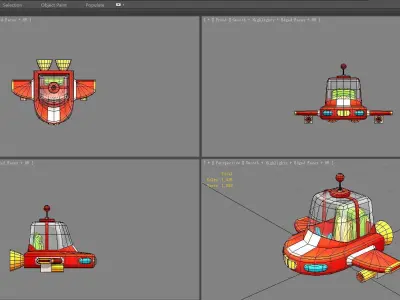 Cartoon spaceship Low-poly 3D model