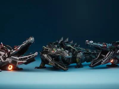 SciFi Crocodile Low-poly 3D model