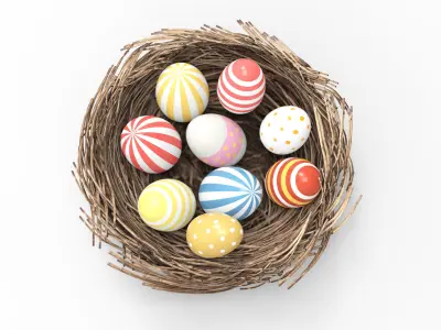 Easter Nest with Eggs 3D model