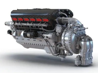 Old Piston Aero Engine 3D model