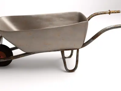 Rusted Wheelbarrow Low-poly 3D model