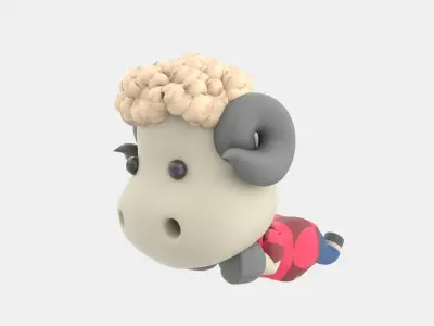 Cute Sheep 3D Illustration 3D model purchase