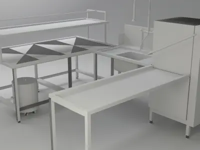 Hobart Industrial Washing Machine Full System 3D model