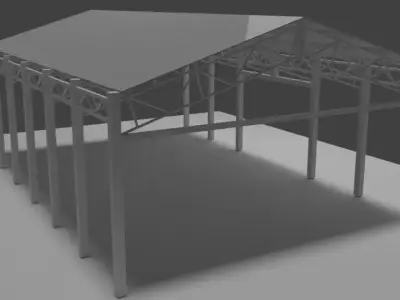 Hangar metal structure with roof Free 3D model