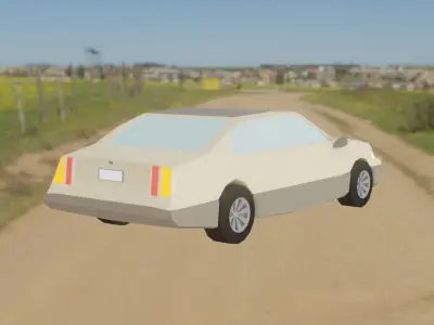 LowPolyCar car on dirt road Free 3D model