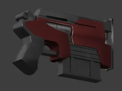 Simple used sci-fi pistol Low-poly 3D model