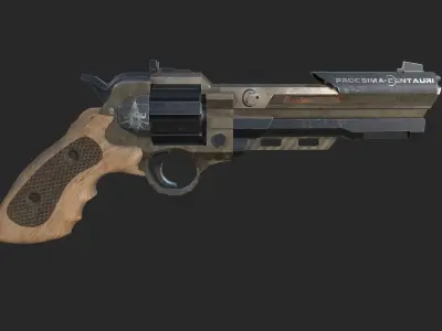 Sci-Fi Revolver   Low-poly 3D model