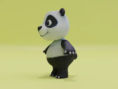 Panda Character Cute Plush Toy Low-poly 3D model