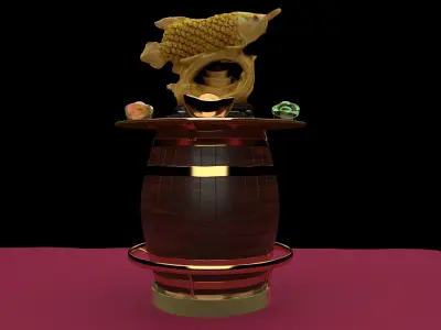  Chinese golden fish statue  3D model purchase