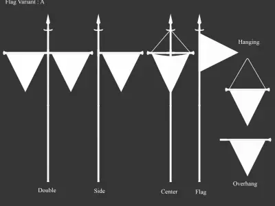 Medieval Elegant Decoration Flags and Banners Low-poly 3D model