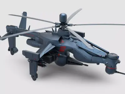 Futuristic Attack Drone Helicopter   3D model