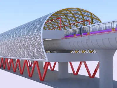 Elevated monorail station II 3D model