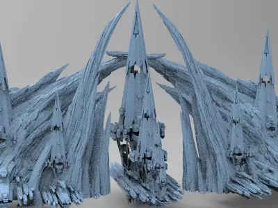 Sci fi Alien Cliff bridge crystal Rock 3D model