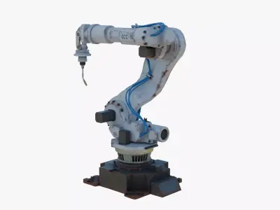 Industrial Welding Robot White Rusty Low-poly 3D model