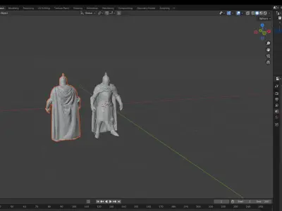 Medieval Knight in Full Armor with Red Cape  Front and Back View Low-poly 3D model