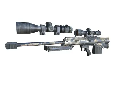 34-barrett-gun model 3d game ready model Low-poly 3D model Low-poly 3D model
