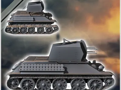 Flakpanzer T-34 anti-aircraft gun - Germany Eastern Western Fron 3D print model