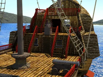 Old Sail Ship Low-poly 3D model