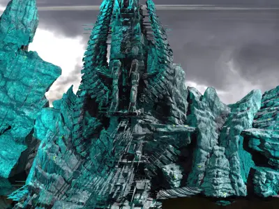 Mountain Sci-Fi Castle shards Kit bash  3D model