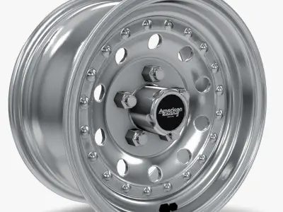 American Racing Outlaw II Wheel Natural 5Lug 19651973 Low-poly 3D model