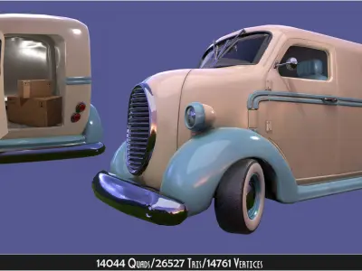Vintage Custom COE Delivery Van Low-poly 3D model