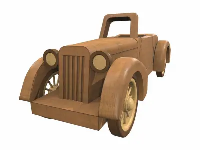 Wooden car toy retro 2 Free 3D model
