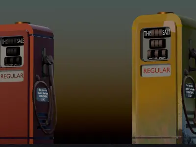 Vintage Gas Pump Pack - Retro Fuel Dispenser Low Poly PBR Low-poly 3D model