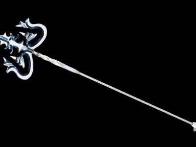 Aqua Ornate Trident Weapon Low-poly 3D model