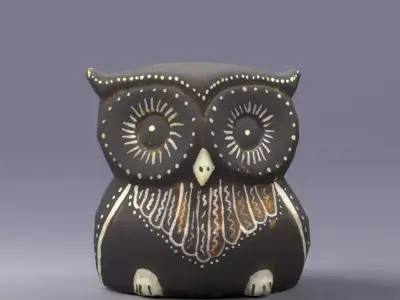 S00075 Owl figurine Low-poly 3D model