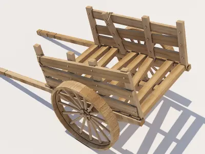 Wooden Cart Low-poly 3D model