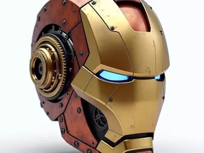 Steampunk Iron Man Helmet 3D Model Victorian Tech Gear Low-poly 3D model