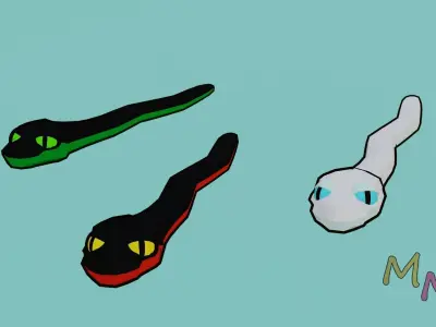 Low Poly Cartoon Snake Low-poly 3D model