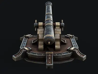 Old Cannon Low-poly 3D model order