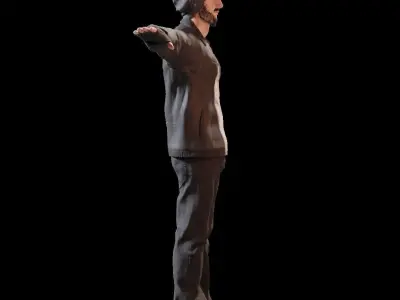 Homeless game-ready character male Low-poly 3D model
