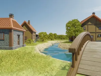 Charming Village Landscape 3D model