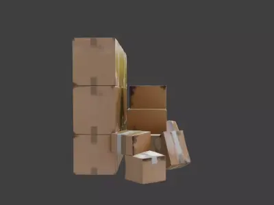 Cardboard Fortress Low-poly 3D model