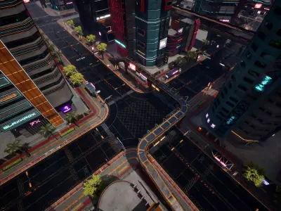 SCIFI CYBERPUNK FUTURISTIC CITY SCENE Low-poly 3D model