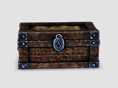 Antique Wooden Chest with Metal Accents 3D model