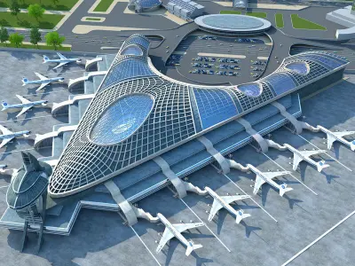 Airport Low-poly 3D model buy