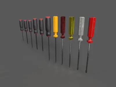 screwdriver set Low-poly 3D model