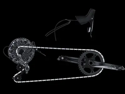 Sram Rival Groupset and Shimano XTR pedals 3D model