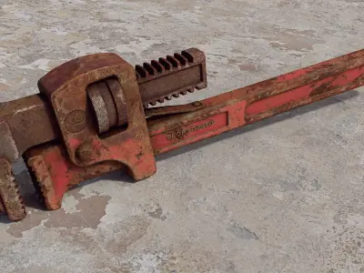 PBR Pipewrench  Low-poly 3D model
