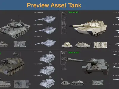 Asset 03 - Military - 04 3D Model Tank 3D Model Pack