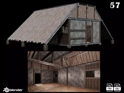 Medieval Houses 57- 4K Textures Game Ready Low-poly 3D model
