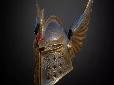 HELMET12 Game Ready helmet with wings Low-poly 3D model