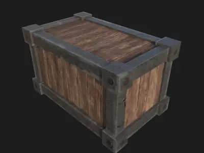 Wood and metal Box Low-poly 3D model
